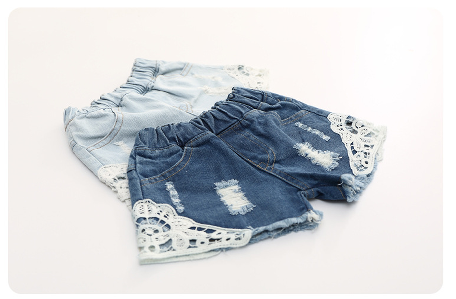 Children's Denim Shorts Lace Shorts - Minihomy