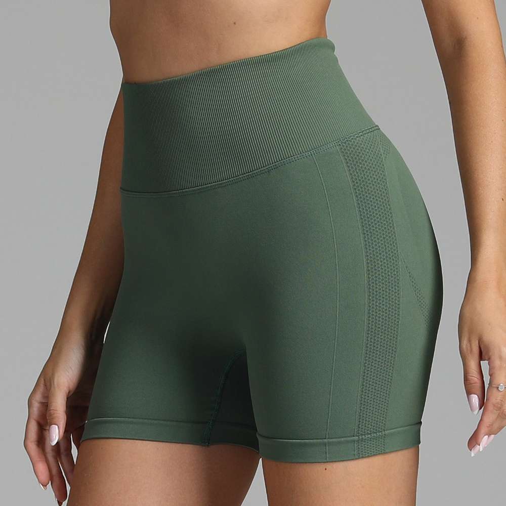 High Waist Yoga Shorts for Women - Seamless, Solid Color, Hip-Lifting Fitness Pants - Minihomy