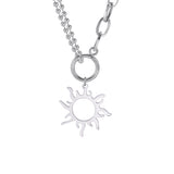 Titanium Steel Sun Pendant Necklace Clavicle Chain