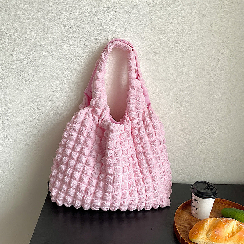 Cute Pleated Puff Shoulder Bag - Women's Large-Capacity Cloud Armpit Bag - Minihomy