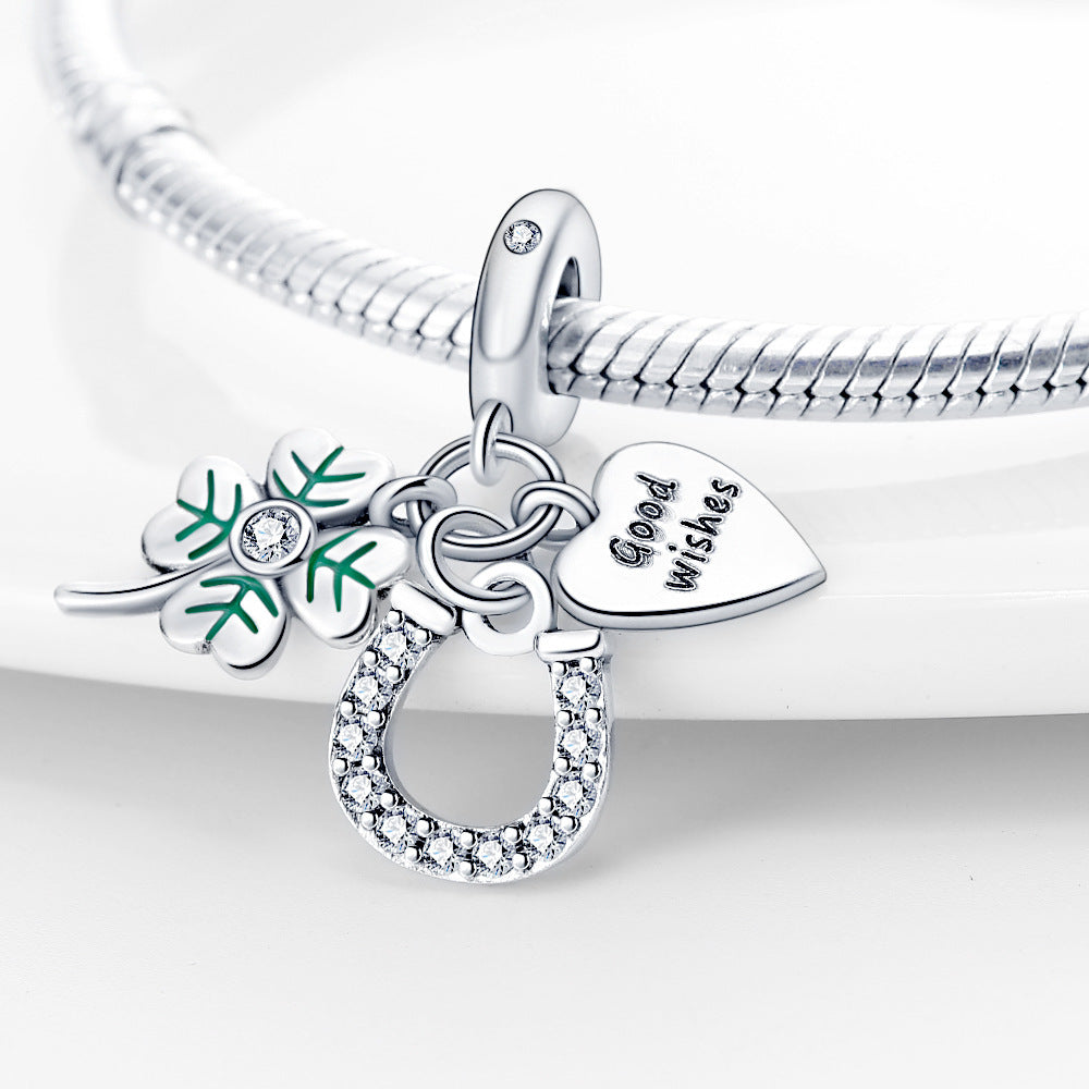 Lucky U-shaped Horseshoe Clover Wishing Tree Pendant