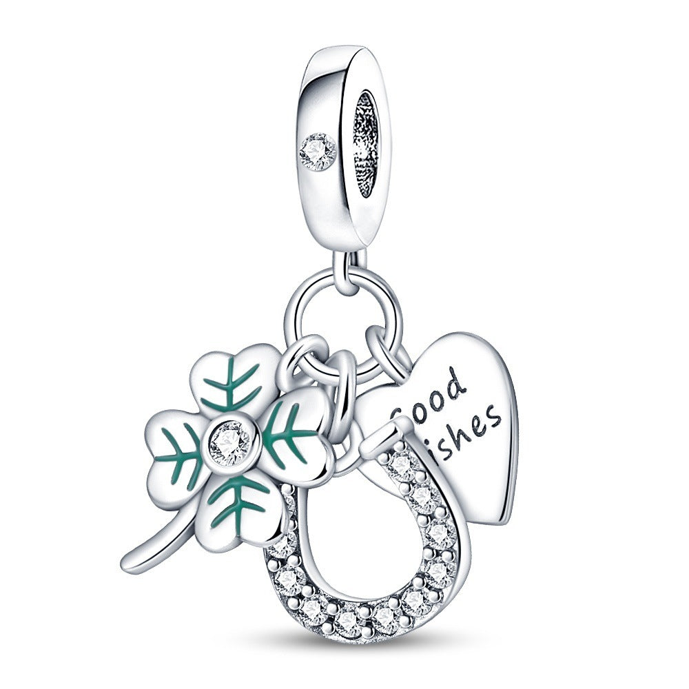 Lucky U-shaped Horseshoe Clover Wishing Tree Pendant