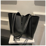 Casual Large Capacity Tote Bags for Women - Solid Color Shopping Shoulder Bag