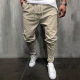 Men's Pants Solid Color Cropped Pants With Elastic Band - Minihomy