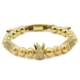 Crown Charm Studded Zircon Macrame beads Bracelets