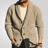 Men's Knit Cardigan Sweater - Long Sleeve Button-Up with Pockets