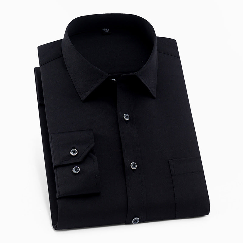 Men's Solid Color Square Collar Long-sleeved Shirt
