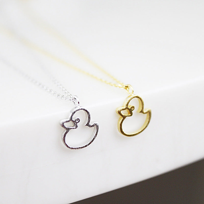 Cute Hollow Little Duck Sweet All-matching Animal X Necklace Pendant - Minihomy