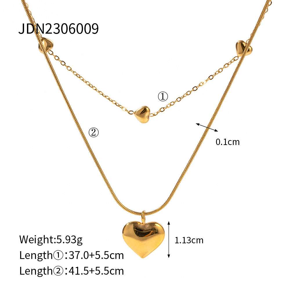 Love Double-layer Necklace 18K Gold-plated Collarbone Necklace