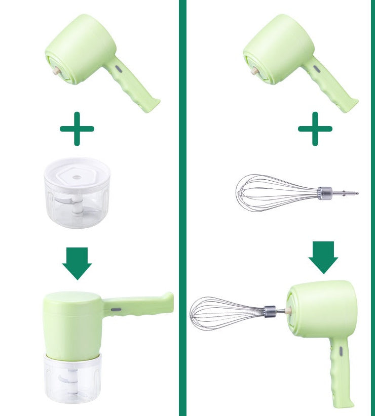 2-in-1 Electric Hand Mixer & Food Processor - Blender, Chopper, Frother, Beater, USB Rechargeable - Minihomy