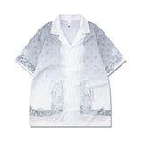 Retro Style Shirt Outfit Casual Silver White Stone Statue Printing