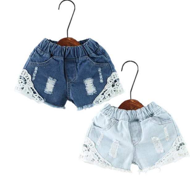 Children's Denim Shorts Lace Shorts - Minihomy