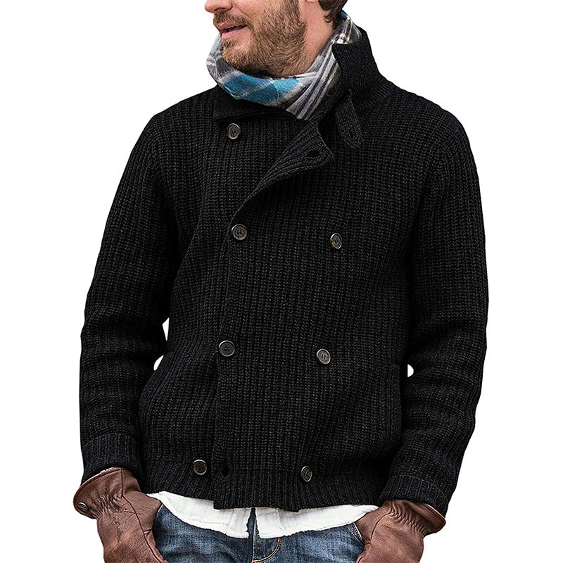 Sweater Men's Solid Color Button Knit Jacket
