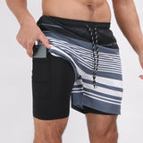 Gradient Printed Beach Shorts - Double Layer Casual Sport Shorts