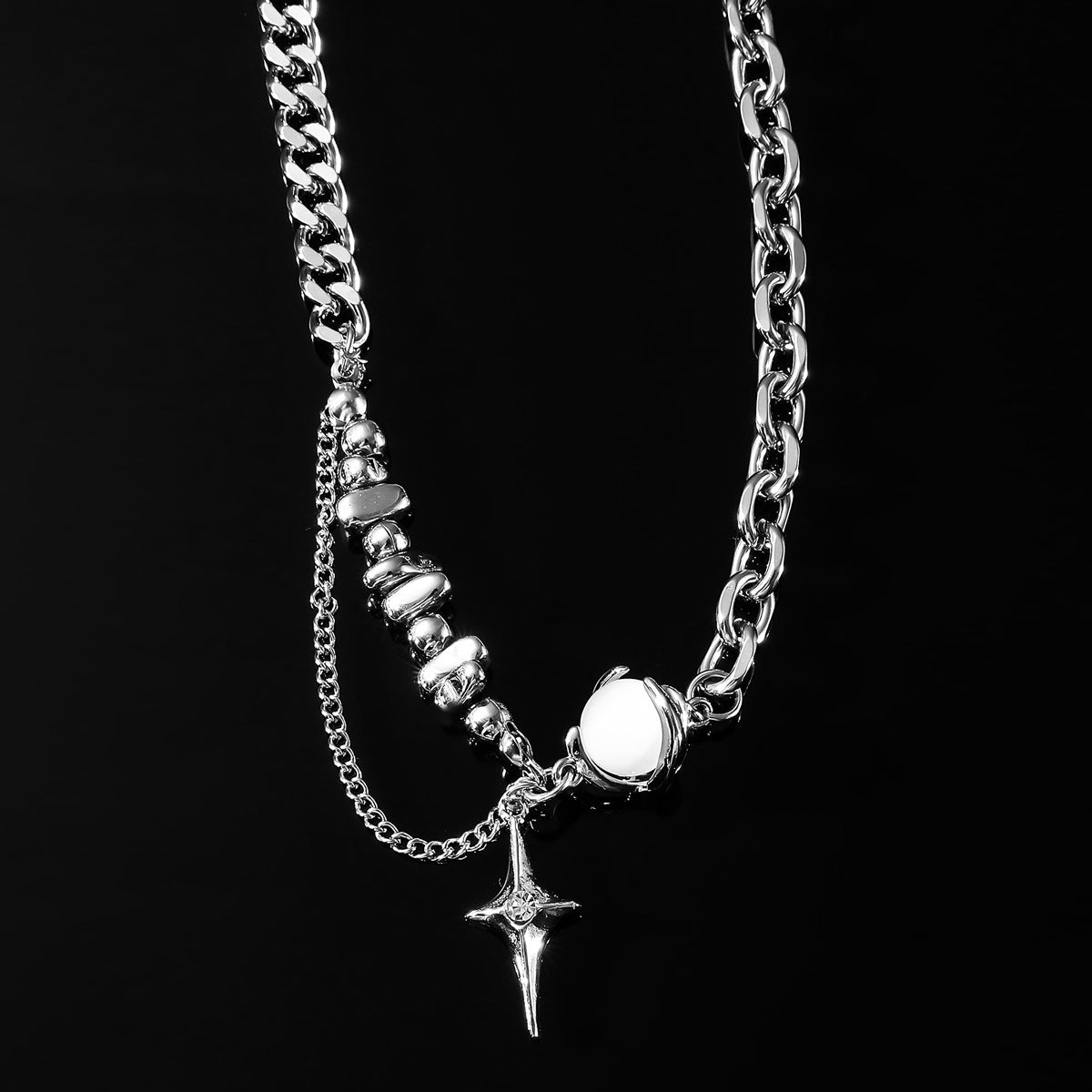 Men's And Women's Titanium Steel Stitching Cross Necklace