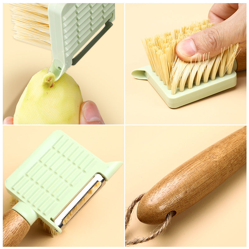 Fruit And Vegetable Brush Multifunctional Fruit Peeling Cleaning Kitchen Gadgets - Minihomy