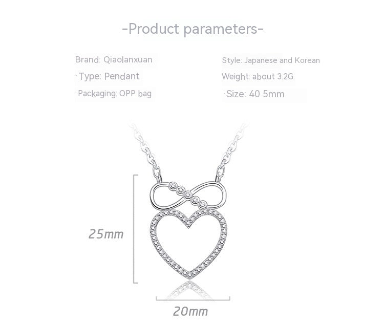 Heart-shaped Bow Zircon Pendant Clavicle Chain Jewelry Necklace - Minihomy