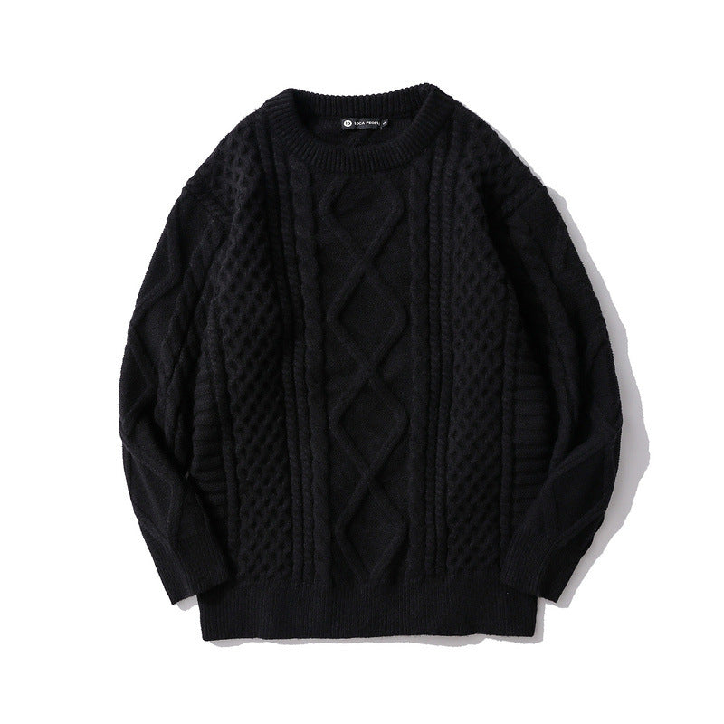 Retro Rhombus Twist Round Neck Sweater: Effortless Style for Every Season