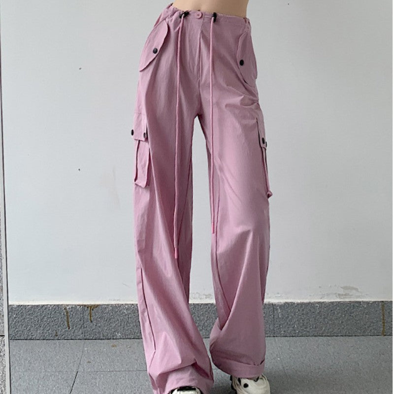 Women's Wide-Leg Quick-Drying Loose Straight Pocket Ankle-Banded Casual Pants