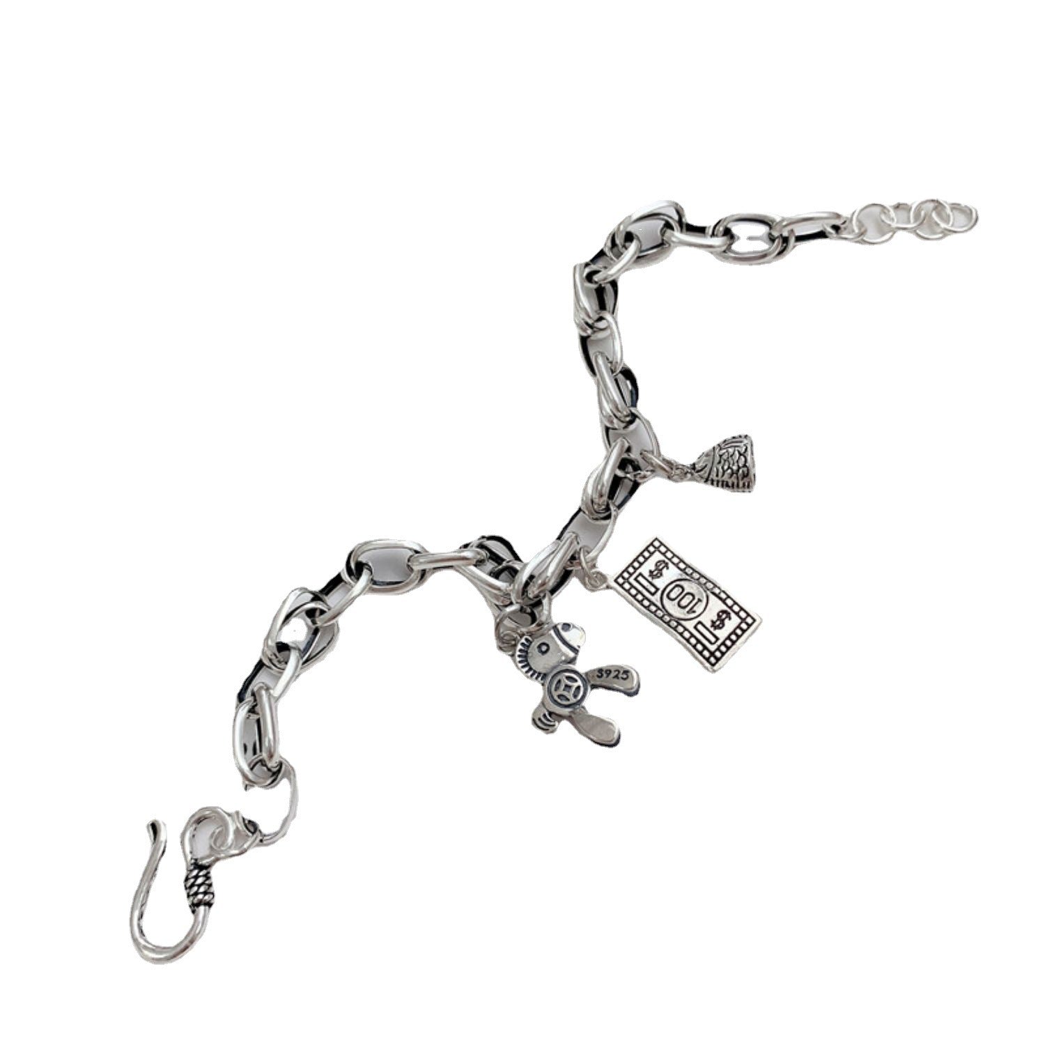 925 Sterling Silver Vintage Bracelet Women's Ins Chic Pony Coin Bracelet - Minihomy