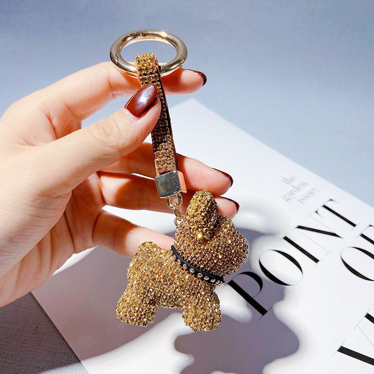 Diamond Claw Chain French Fighting Dog Keychain - Rhinestone Elegance - Women