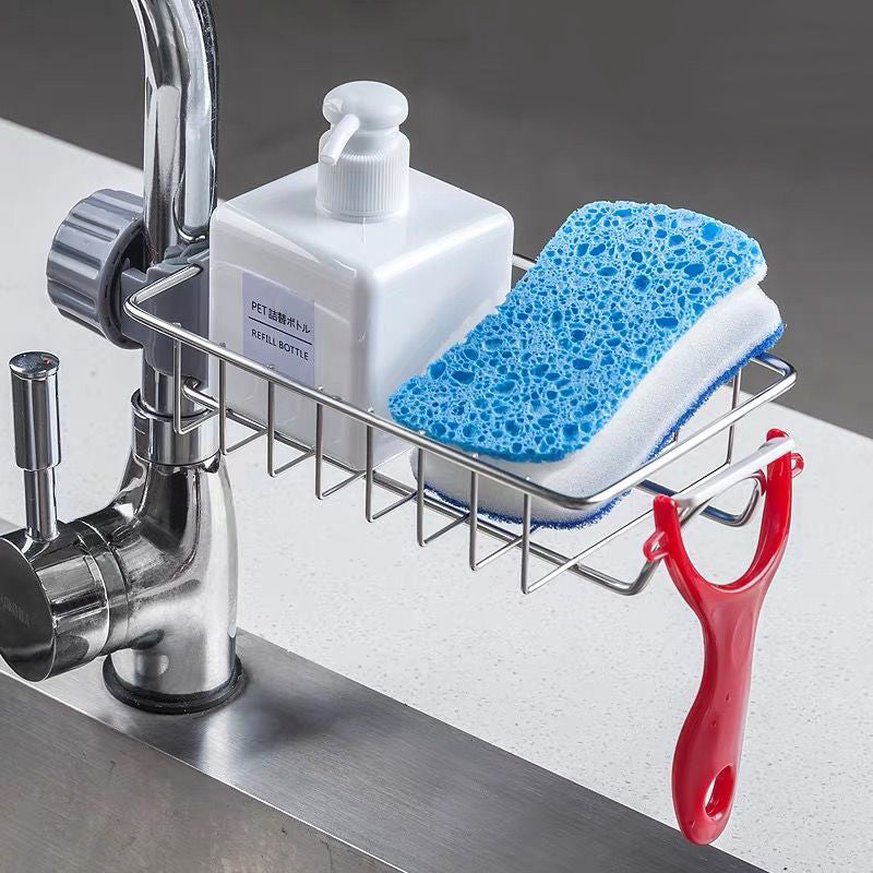 Adjustable Sink Drain Rack Sponge Storage Faucet Holder