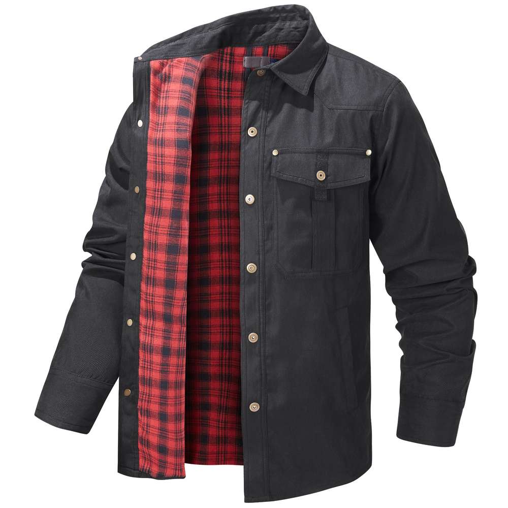 Lapel Plaid Flannel Casual Retro Western Style Jacket - Minihomy