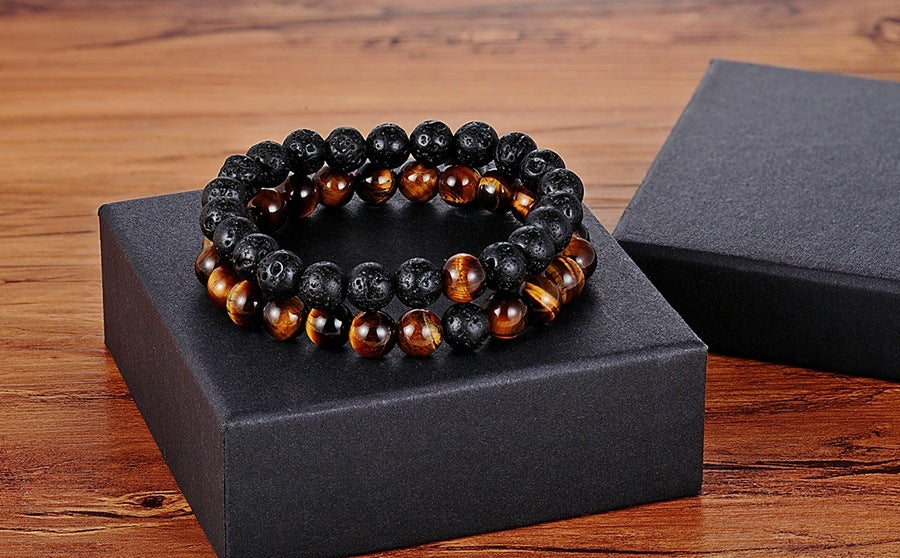 A Set Of Couple Bracelets Natural Stone Yoga Beaded Bracelets - Minihomy