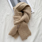 Warm Wool Scarf Women's Korean Style Sweet Version Solid Scarf Autumn And Winter