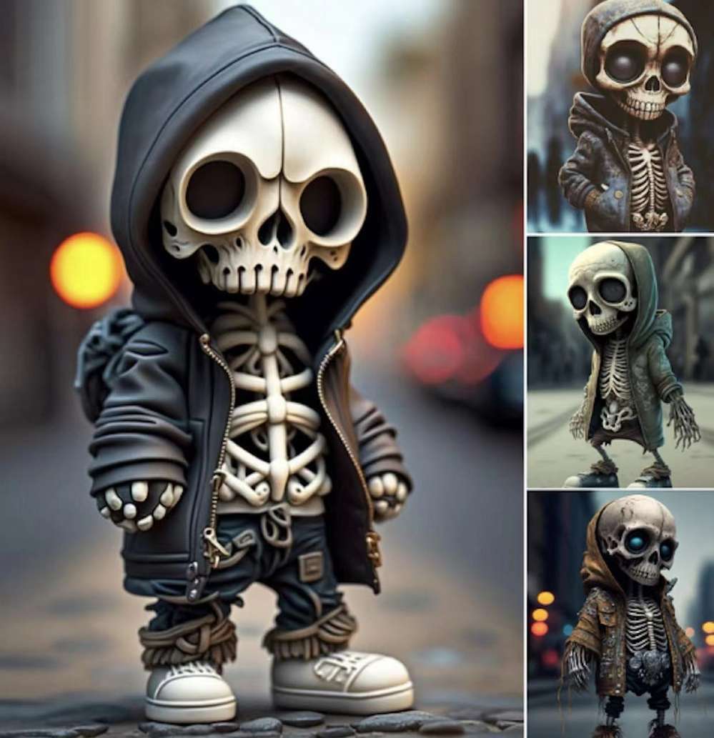 Halloween Cool Skeleton Figurines Doll Resin Ornament Home Decor - Minihomy