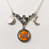 Triple Moon Silver Necklace