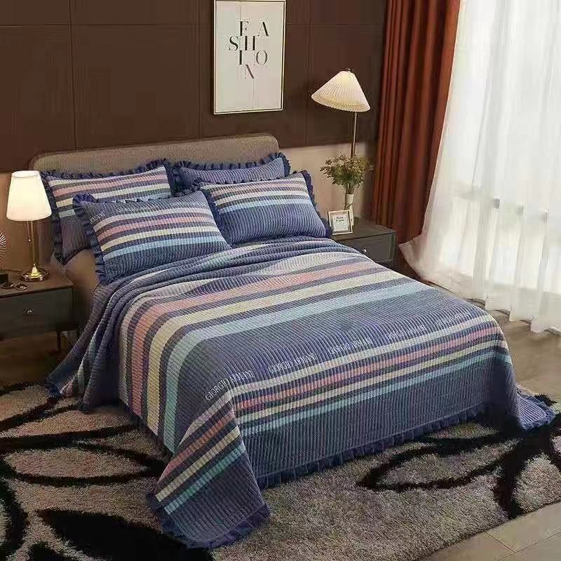 Crystal Velvet Bed Cover With Warm Quilted Sheets Korean Style