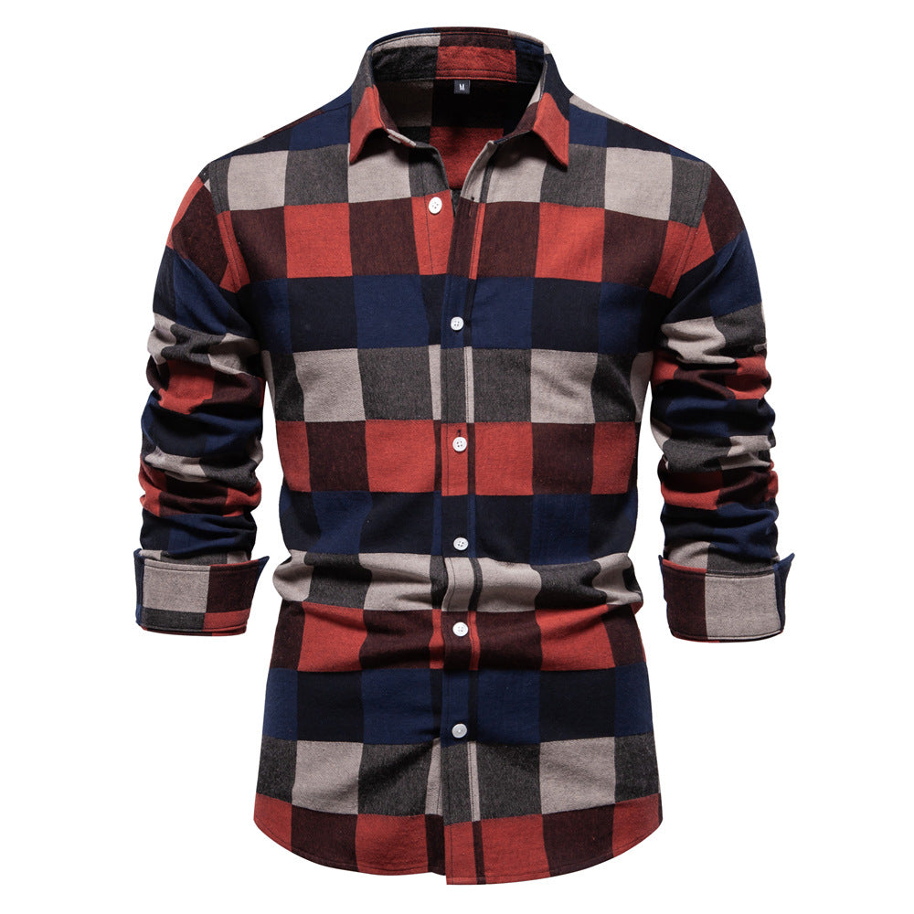 Men's Plaid Long Sleeve Shirt Top