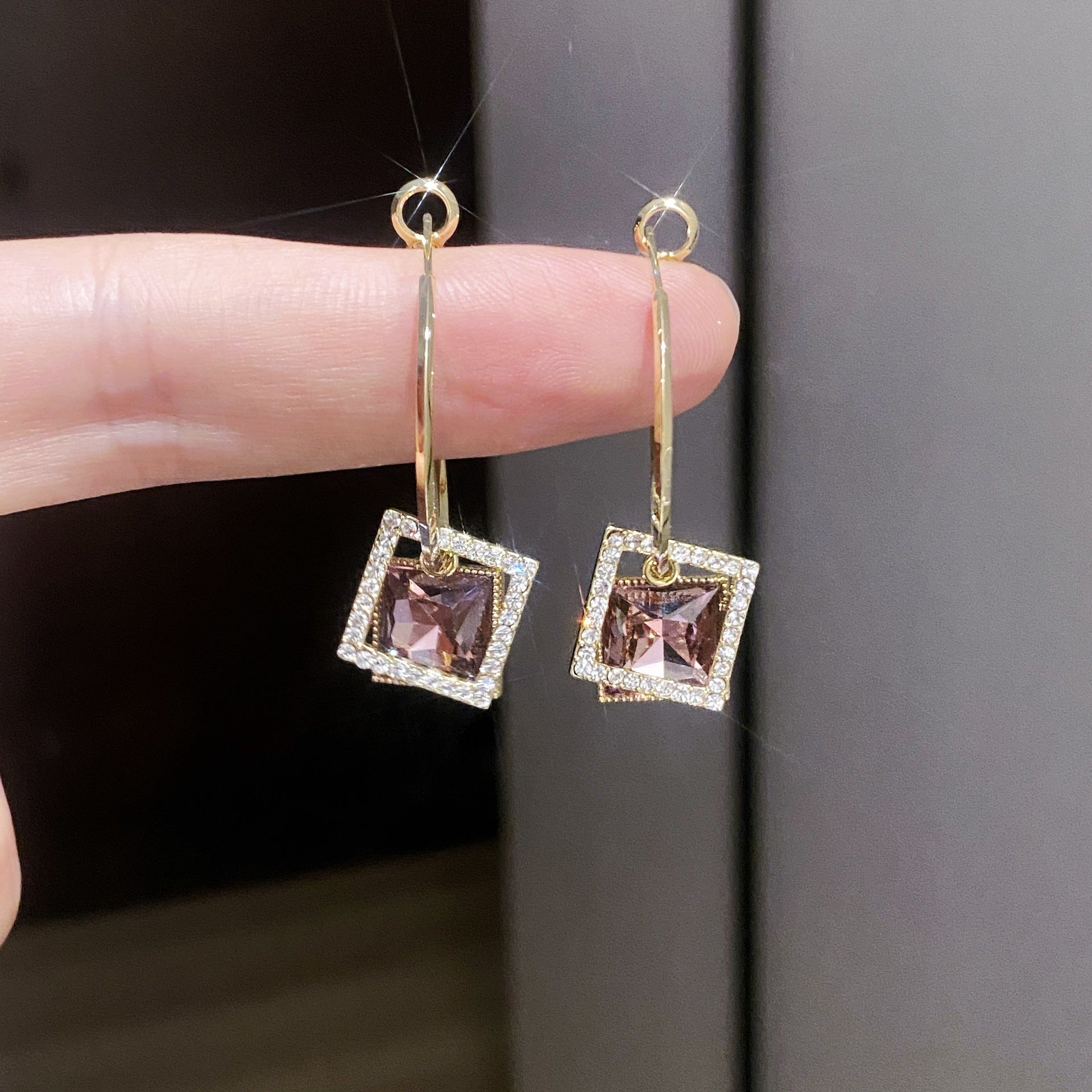 New Fashion Square Earrings Special-interest Design Inlaid Zircon Women: Elevate Your Style - Minihomy