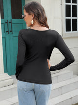 Women's U-neck Long-sleeved T-shirt Bottoming Shirt