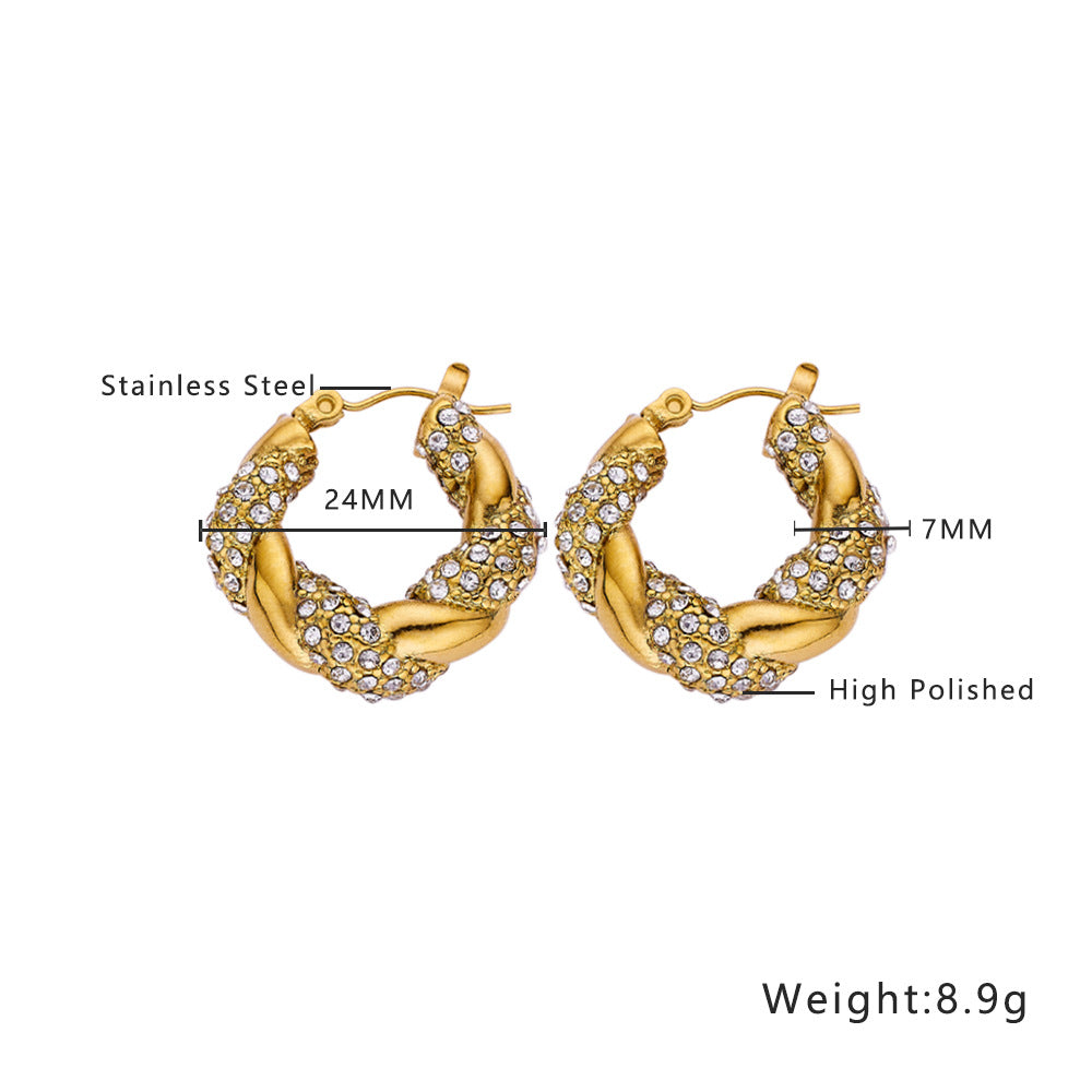 Simple And Light Luxury Zircon Ear Studs