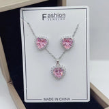 Chic Copper Micro Inlaid Zircon Peach Heart Fashion Simple Necklace