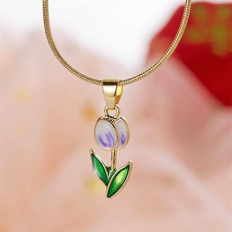 Tulip Flower Drop Oil Necklace Bracelet - Romantic Jewelry Gift