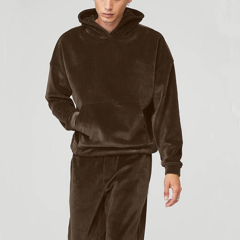 Men's Casual Plush Sweater Pants Suit