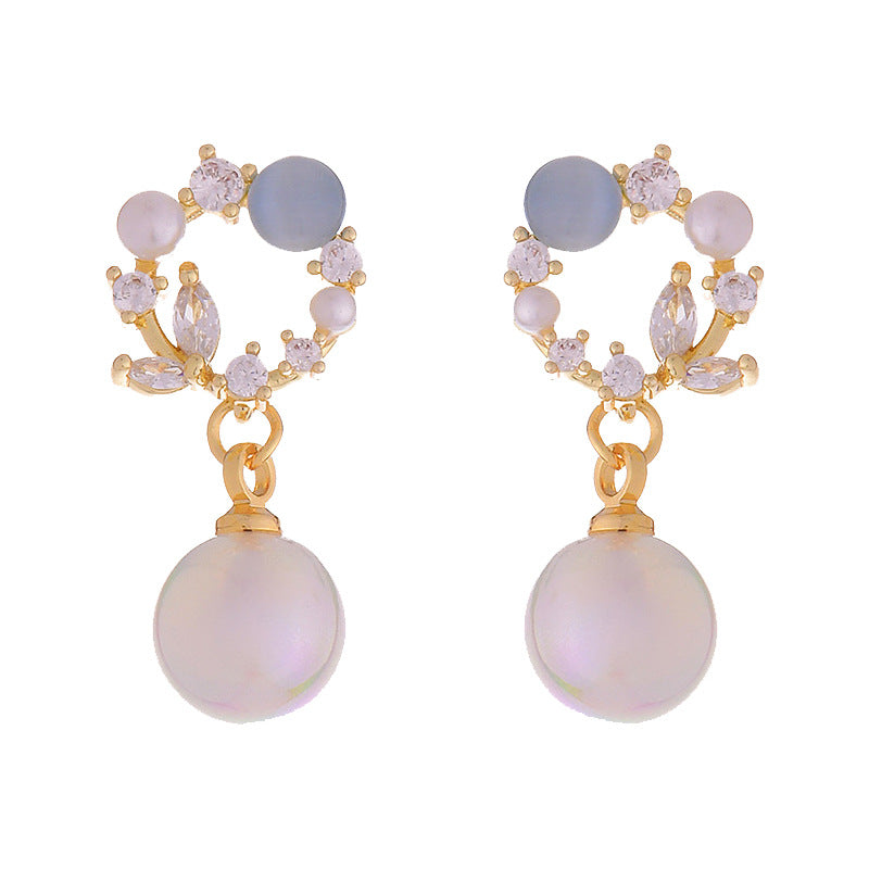 High-Grade Blue Opal Fairy Fish Ji Pearl Stud Earrings: Elegant Accents for Every Occasion - Minihomy