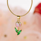 Tulip Flower Drop Oil Necklace Bracelet - Romantic Jewelry Gift