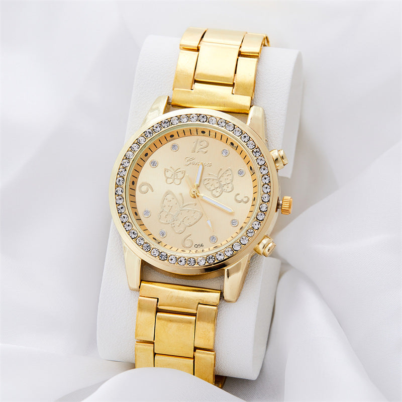 Butterfly Digital Quartz Diamond-embedded Watch