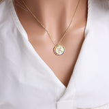 Gold English Letter Round Necklace: Add a Splash of Color to Your Style! - Minihomy