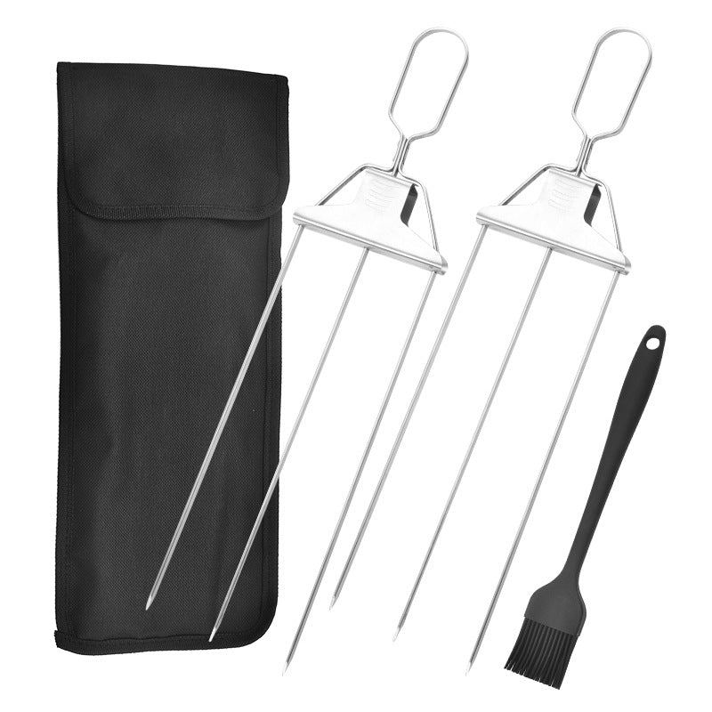 3-Prong Skewer Stick Needles Kebab 3 Way Forks Stainless Steel Barbecue Grill Fork - Minihomy