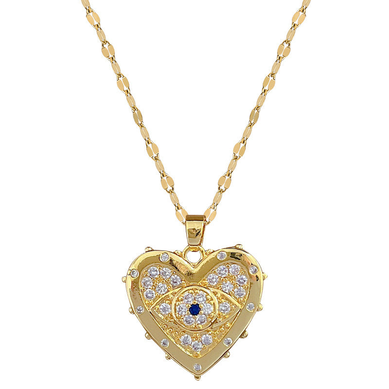 Love Eyes Full Diamond Light Luxury Temperament Necklace - Minihomy