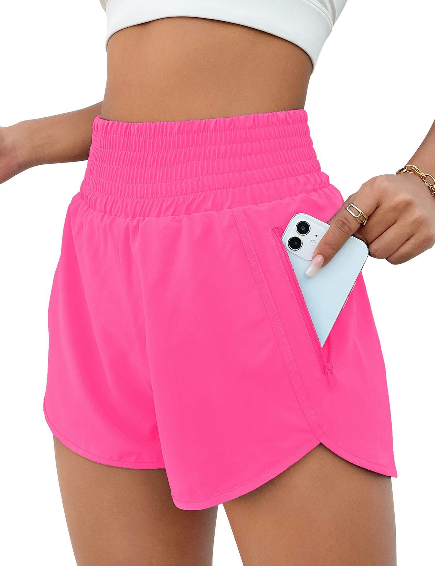 Women's High Top Sports Running Yoga Short Belt Lining