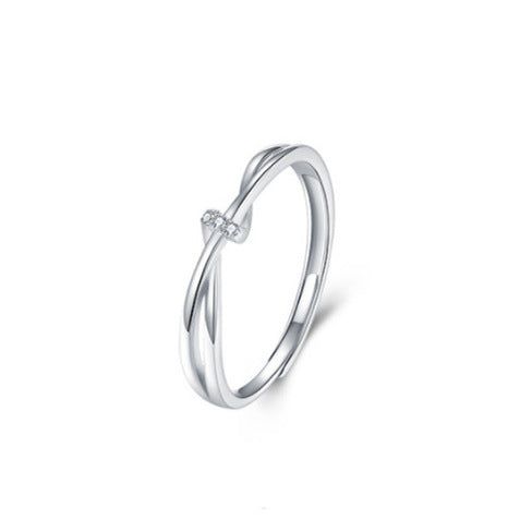 S925 Silver Couple Ring Simple Graceful