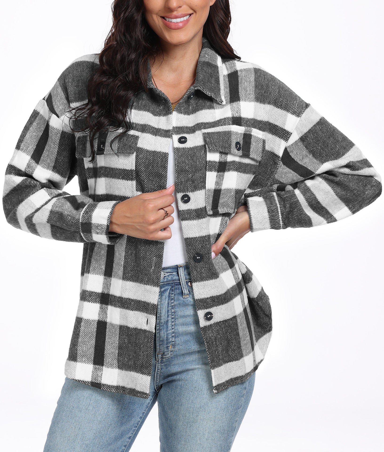 Women's Long Sleeve Striped Plaid Long Sleeve