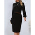 Long Sleeve Top Solid Color Hip Skirt Two Pieces - Minihomy