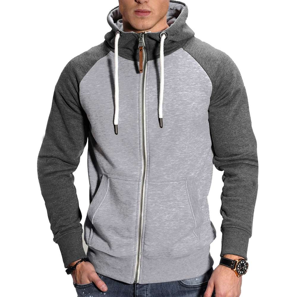 Men's Sports Fleece Cardigan Multicolor Hoodie - Minihomy